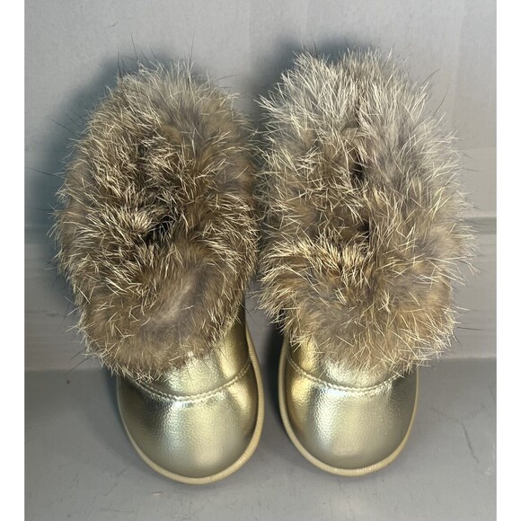 Toddler Girls Comfy Kids Fur Trim Black Gold Size 23‎ 6/7 Winter Boots Lot Of 2 - Picture 5 of 8